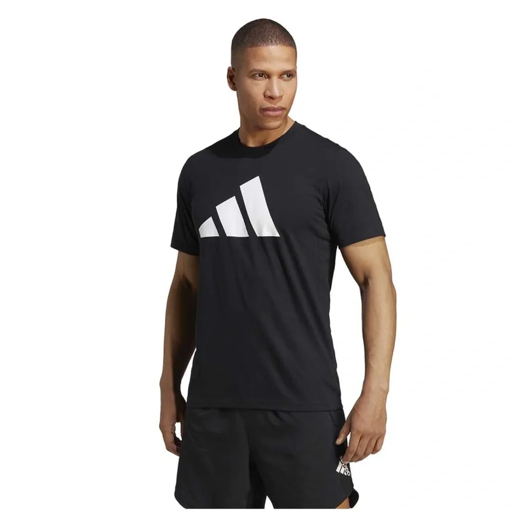 Adidas Men's Black Tee with White Logo - Picture 1 of 4